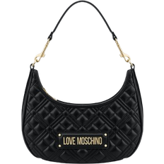 Love Moschino Logo Lettering Quilted Hobo Bag - Black
