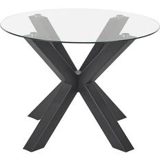 Beliani Glass Top Round Dining Table 100x100cm
