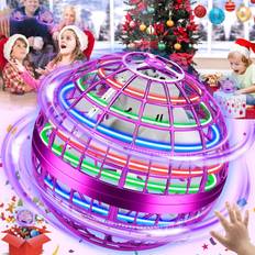 Flying Orb Ball Toys,Galactic Fidget Spinner for Kids,Magic Boomerang Spinner with Flashing LED Lights,Hand Controller Mini Drone for Kids Adults Outdoor Indoor,Cool Toys Purple