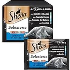 Sheba Animaux de compagnie Sheba Repas Pour Chat Filets En Sauce 4 Packs De 12 x 85 g Poissons Blancs/Poissons De L'Océan/Cabillaud/Saumon Nourriture Complète Pêche Durable MSC L'emballage Peut Varier]