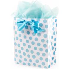 Blue Gift Bags Hällmark Hallmark 15" Extra Large Gift Bag with Tissue Paper Blue Polka Dots and Bow for Baby Showers, Birthdays, Bridal Showers and More