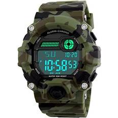 Branded Kids Digital Watches, Boys Sports Military with Alarm/Timer/Shock Resistant, Teenagers Childrens 5 Bars Waterproof Big Face Camouflage