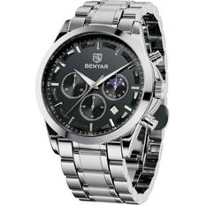 BENYAR Analog Movement chronograph Stylish casual Wristwatch with Bracelets Waterproof Luminous Date Elegant