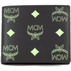 Wallets & Key Holders MCM Small Black Summer Green Smooth Visetos Monogram Logo Leather Bifold Wallet - Black