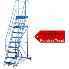 Loops 10 Tread Mobile Warehouse Stairs Punched Steps 3.5m EN131 7 blue Safety Ladder