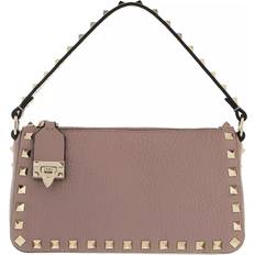 Beige - Dame Messenger-tasker Valentino Garavani Hammered Texture Taske med Guld Rockstud - Lyserød/Pink Hammered Texture
