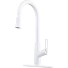 White Kitchen Faucets Casainc Single Handle Pull-Down Sprayer White