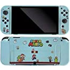 Eamily Cute Mario Case Compatible with Nintendo Switch OLED, Dockable Case Cover, Ergonomic Soft TPU Grip Case for Joycon, Sparkle Skin