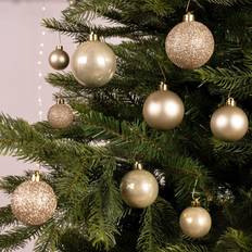 Pearl Gold Baubles Shatterproof Dec. Glitter