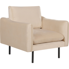 Beige Armchairs Beliani beige fløjlsbeklædning aluminiumsben Lænestol