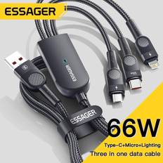 Essager Essager 6A 66W 3 in 1 USB Typ C Kabel Micro USB Kabel Für iPhone 14 13 12 Pro Max Samsung Xiaomi Huawei POCO Handy Datenkabel