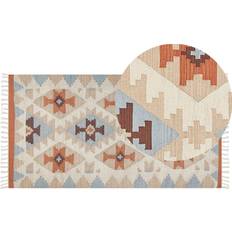 Läder Mattor Beliani Dilijan Kelimmatta 80 x 150 cm Beige Beige, Multifärgad cm