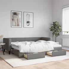 vidaXL Daybed With Extension Dark Grey Sofa 223cm 3 Seater