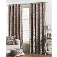 Brown Curtains & Accessories Riva Home Paoletti Verona Crushed Velvet Eyelet Curtains 229 x 183 cm