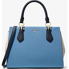 Michael Kors Blue Messenger Bags Michael Kors Marilyn Medium Leather Satchel French Blue