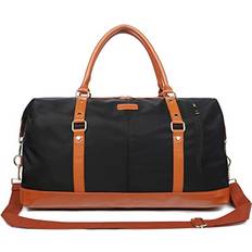 Weekend Bags Oflamn Duffle Bag Smooth Nylon Leather Weekender Overnight Travel Carry On Bag X-Black