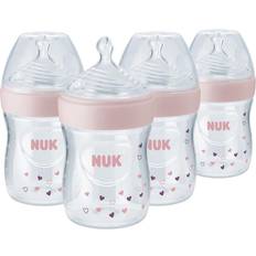 Baby care Nuk NUK Simply Natural Baby Bottle with SafeTemp, 5 oz, 4 Pack, Pink Hearts