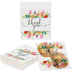 Florals Gift Bags Sparkle and Bash Floral Thank You Bags for Party Favors, Cookies, Candy 5.5 x 5.5 in, 250 Pack