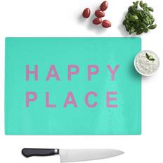 Turquoise Chopping Boards East Urban Home Happy Place Teal Typography Chopping Board