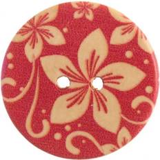 Yarn & Needlework Supplies Trimits Round Floral Buttons Red & Cream each