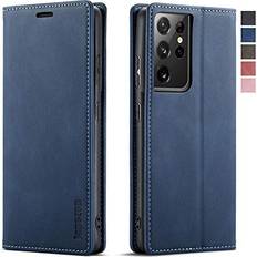 KRjcsfhy Samsung Galaxy S21 Ultra Case,Galaxy S21 Ultra Case Wallet with [RFID Blocking] Card Holder Kickstand Magnetic,Leather Flip Wallet Case for Samsung Galaxy S21 Ultra 6.8 Inch[Not for S21/Plus]Blue