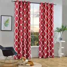 Moroccan Fashion Room Darkening Blackout Curtains 52 by 63 Inch Red