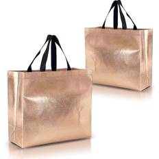Rose Gold Wrapping Paper & Gift Wrapping Supplies Nush Nush Nush Nush Rose Gold Gift Bags Large Size Set of 12 Reusable Rose Gold Gift Bags With Glossy Pink Gold Finish & Black Handles Goodie Bags for Birthday, Wedding, Bachelorette Party 11X5X13 Size