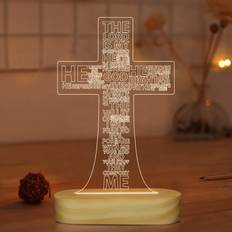 Wood Christmas Lamps Lightzz Jesus Cross 3D Night Yellow Christmas Lamp 8.9"