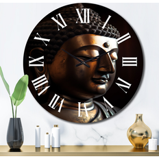 Clocks Design Art "Golden Buddha Statue Close-up" Buddhism Oversized Wall Clock