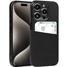 Wallet Cases Alto Leather Card Case Compatible with iPhone 15 Pro, Metro Series Italian Leather Wallet Case Card Holder Cover 6.1 inch, Raven Black