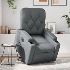 Sí Sillones vidaXL Reclinable Elevable Eléctrico De Cuero Sintético Gris Sillón