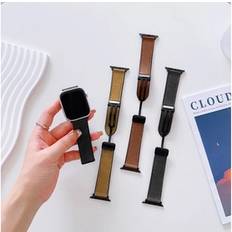 Fiewesey Leather Strap Wrist Replacement Watch Band For Apple Watch Ultra /Ultra 2 Brown Brown One