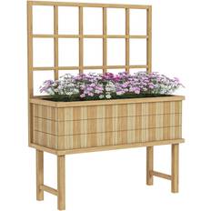 OutSunny Wood Raised Planter w/ Trellis Drain