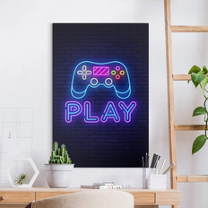 Bleu Décorations Murales Klebefieber Neon Gaming Controller Blue Décoration Murale 40x60cm