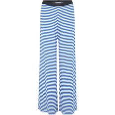 Mads Nørgaard Dame Bukser & Shorts Mads Nørgaard 2x2 Cotton Stripe Veran Pants - Surf The Web/Vanilla