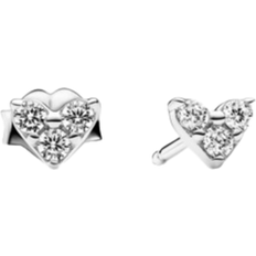 Pandora Ohrringe Pandora Triple Stone Heart Stud Earrings - Silver/Transparent