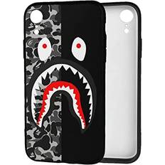 Mobile Phone Covers FAND iPhone Xr Case, Street Fashion Design iPhone Xr Cases for Boys Girls Dual Layer Shockproof Cover Soft TPU Full-Body Cool Camo Case for iPhone Xr 6.1 Inch Black Shark