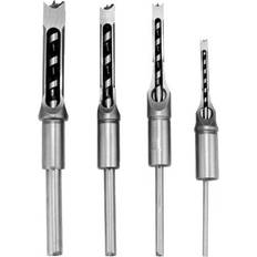 Power Tool Accessories Beyamis 4pcs Square Hole Drill Bit Woodworking Hole Saw Mortising Chisel Steel Drill Bits Set 1/4 inch, 5/16 inch, 3/8 inch, 1/2 inch for Wood