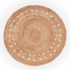 Jute Tapis Paco Home Tapis Rond Salon Jute Motif Ethnique Boho Moderne Fait Main Naturel 120 cm Rond Naturel