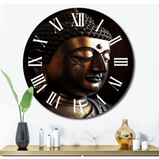 Clocks Design Art "Golden Buddha Statue Close-up" Buddhism Oversized Wall Clock