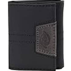 Men's Leather Extra Capacity Trifold Wallet - Black