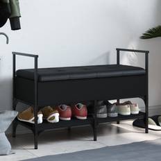 VidaXL Muebles y Accesorios de Pasillo vidaXL Banco Zapatero Madera Ingeniería Negro 85.5x42x57.5 cm Organizador de zapatos