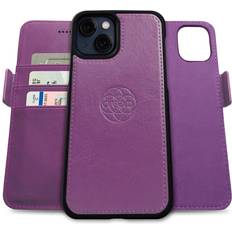 Dreem Fibonacci 2-in-1 Wallet Case for Apple iPhone 13 Luxury Vegan Leather, Magnetic Detachable Shockproof Phone Case, RFID Card Protection, Magsafe Compatible Puple Purple