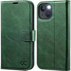 Ocase OCASE Compatible with iPhone 13 Wallet Case, PU Leather Flip Folio Case with Card Holders RFID Blocking Kickstand [Shockproof TPU Inner Shell] Phone Cover 6.1 Inch 2021 Blackish Green