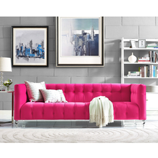 Pink Sofas TOV Furniture Bea Pink Velvet/Fabric/Wood Sofa