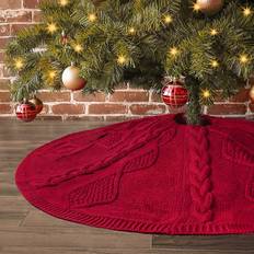 Polyester Christmas Tree Skirts LimBridge Knitted 48 Inches Christmas Tree Skirt