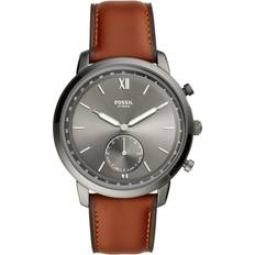 Fossil Fossil 45mm Neutra and Leather Hybrid Smart Watch, Color: Smoke, Brown Model: FTW1194