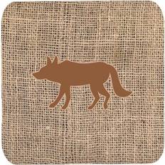 Brown Coasters CoolCookware Wolf Burlap Brown Foam Set 4 Coaster 4pcs