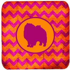 Orange Coasters CoolCookware Keeshond Chevron Pink Coaster