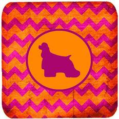 Pink Coasters CoolCookware Spaniel Chevron Pink Coaster